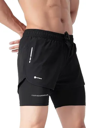 2 in 1 Workout Running Shorts for Men, Quick Dry Lightweight Athletic Gym Shorts, Sports Training Shorts