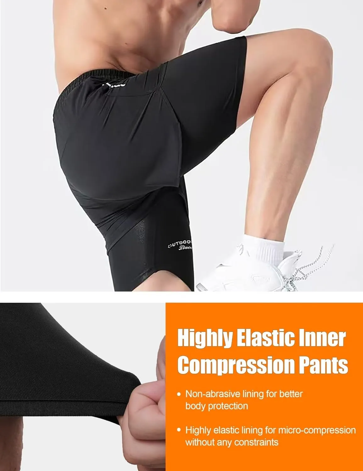 2 in 1 Workout Running Shorts for Men, Quick Dry Lightweight Athletic Gym Shorts, Sports Training Shorts