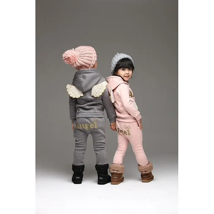 Boys And Girls Angel  Fleece Hoodie And Pants 2 pcs Set