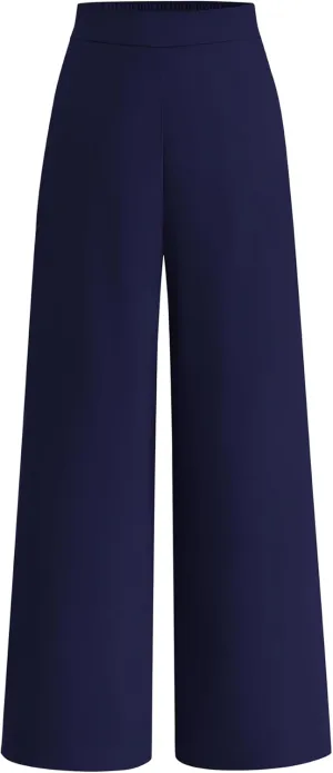 BTFBM Womens Wide Leg Pants Dressy Casual Elastic High Waisted Palazzo Business Lounge Trousers with Pockets