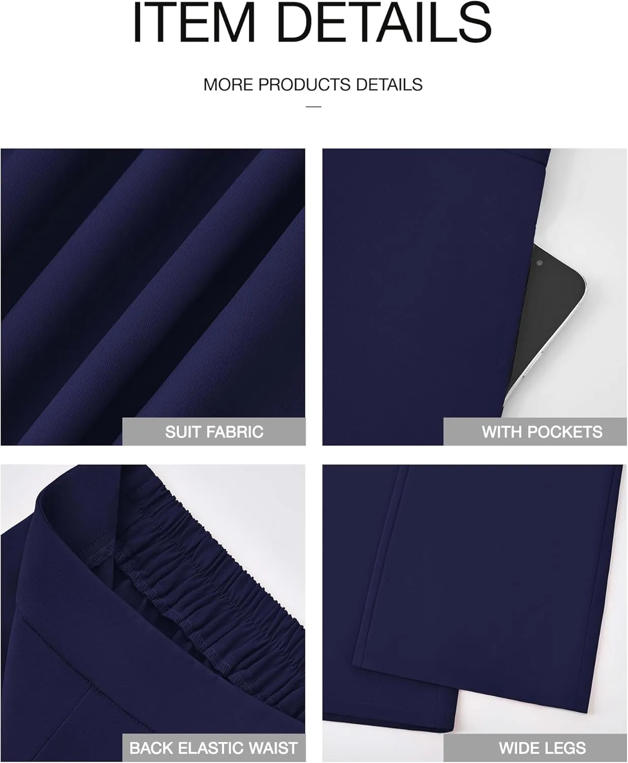 BTFBM Womens Wide Leg Pants Dressy Casual Elastic High Waisted Palazzo Business Lounge Trousers with Pockets