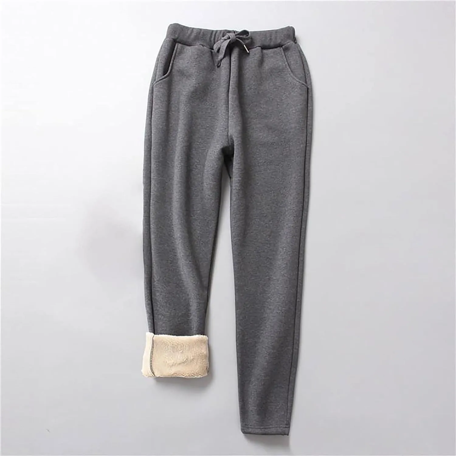BZGTZT 2023 Women's Warm Sherpa Lined Sweatpants Stretchy High Waist Drawstring Athletic Jogger Fleece Pants with Pockets
