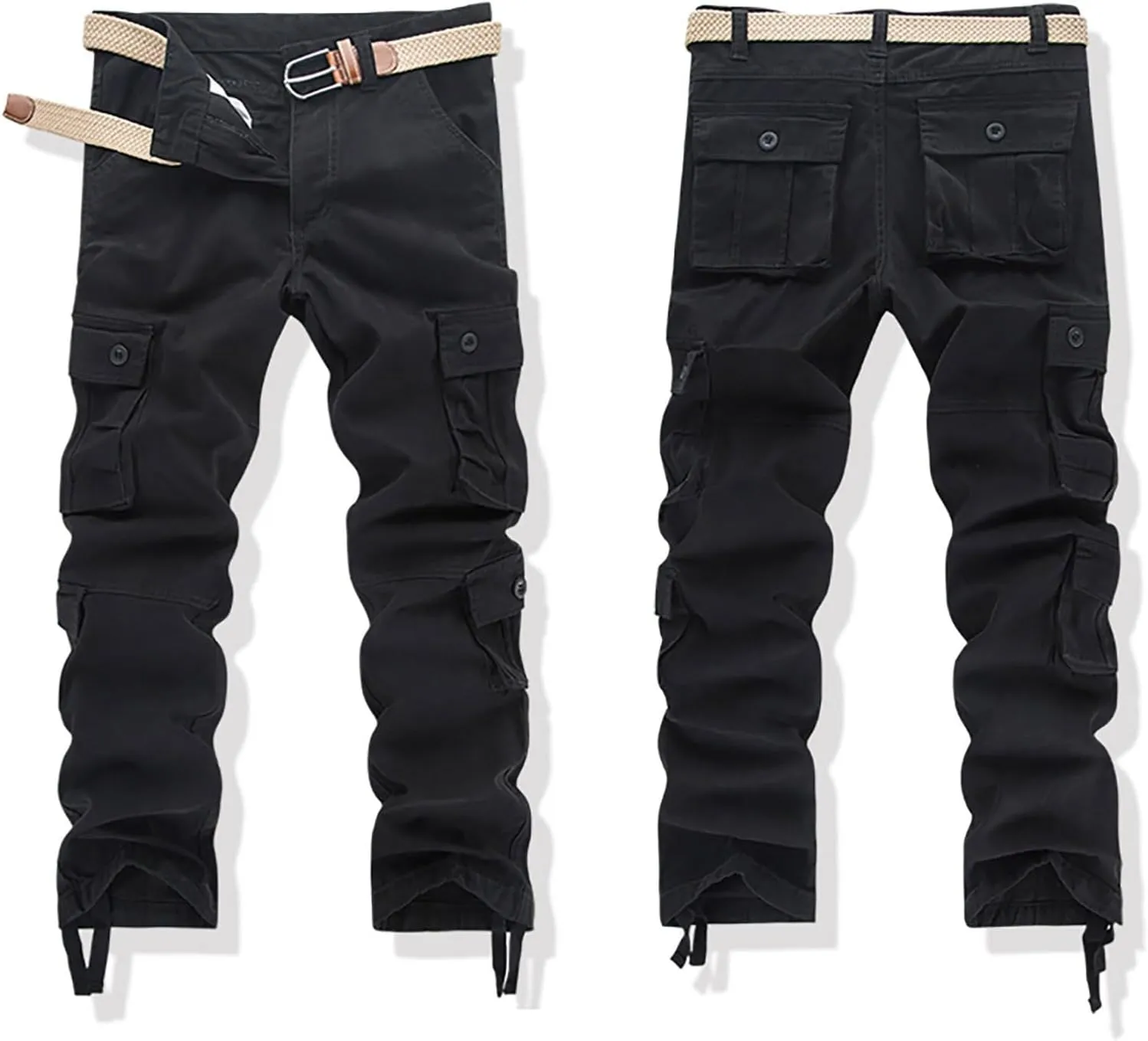 Cargo para and Winter High Street Leisure Loose Sports Running Solid Color Lace Up Cargo Pants Athletic Pants for