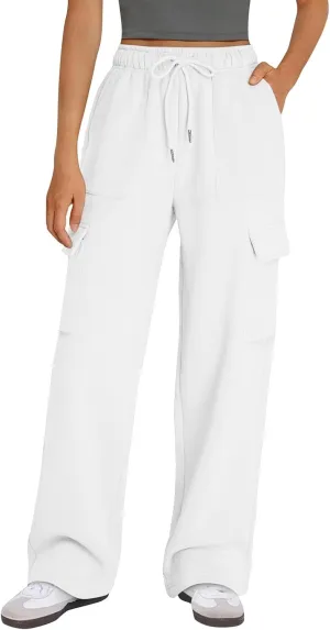 Cargo Sweatpants for Women Fleece Lined Workout Baggy Wide Leg Pants Casual Trendy Thermal Comfy Lounge Pants