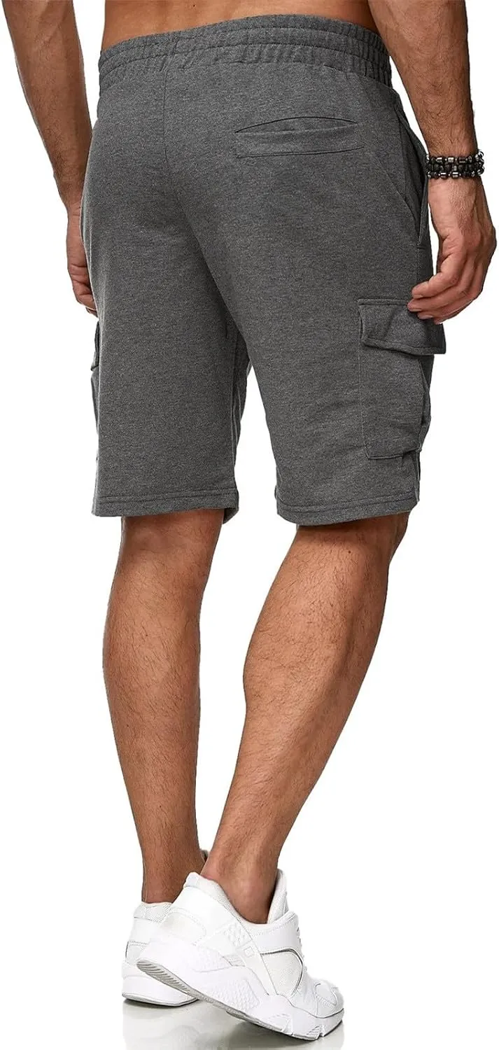 Casual Short Joggers for Men Loose Fit Multi Pocket Athletic Work Shorts Elastic Waist Drawstrings Casual Workout Sweat Short