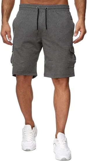 Casual Short Joggers for Men Loose Fit Multi Pocket Athletic Work Shorts Elastic Waist Drawstrings Casual Workout Sweat Short