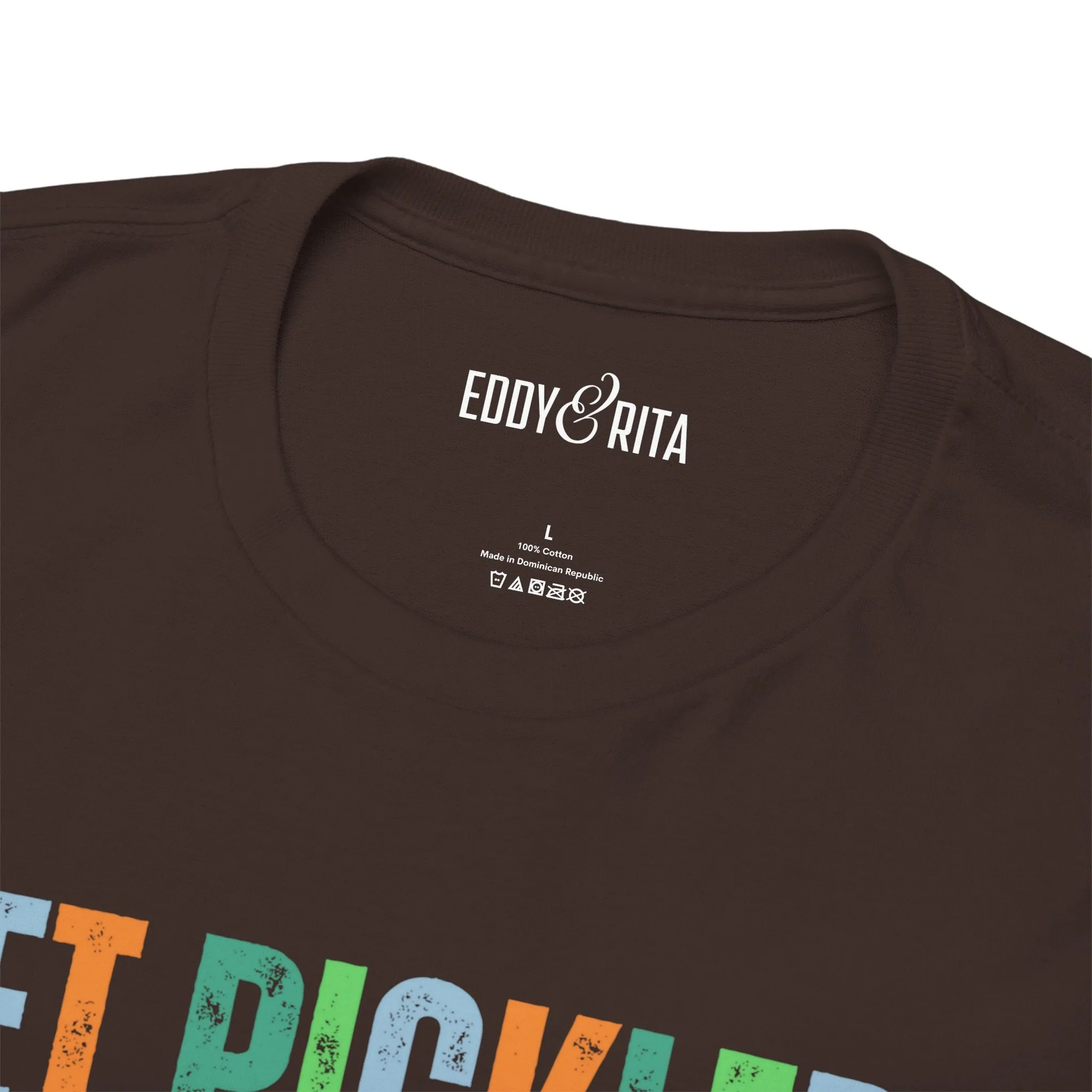 Eddy and Rita Men's Heavy Cotton T-Shirt - "Get Pickled! Pickleball" Graphic Tee for Pickleball Enthusiasts