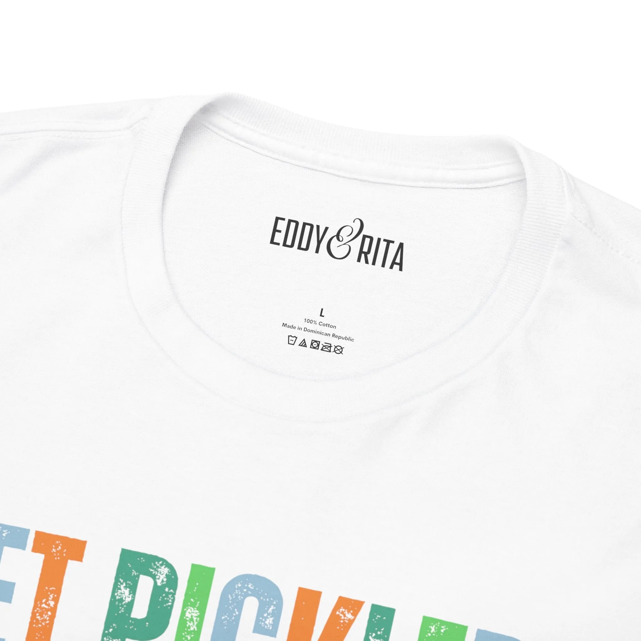 Eddy and Rita Men's Heavy Cotton T-Shirt - "Get Pickled! Pickleball" Graphic Tee for Pickleball Enthusiasts