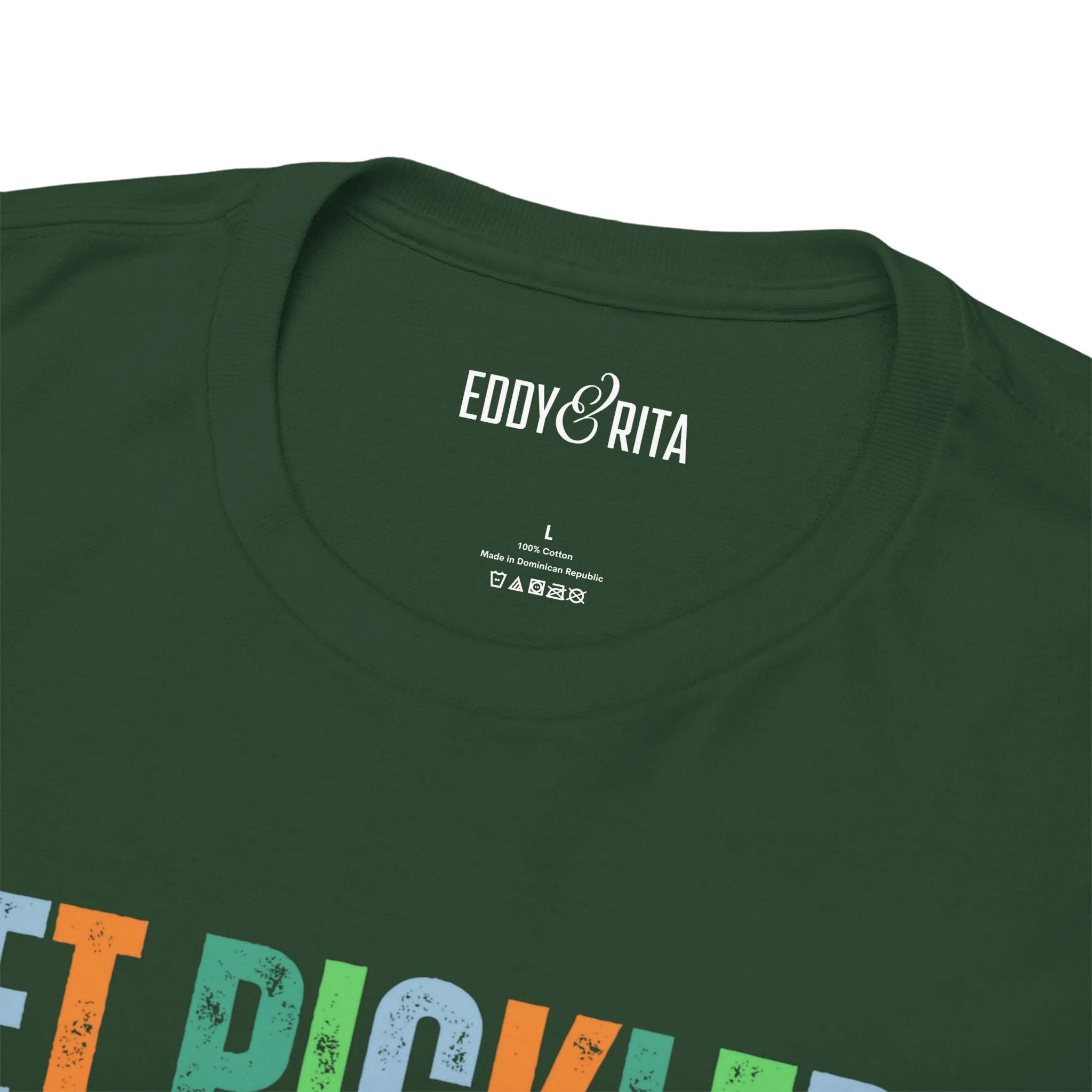 Eddy and Rita Men's Heavy Cotton T-Shirt - "Get Pickled! Pickleball" Graphic Tee for Pickleball Enthusiasts