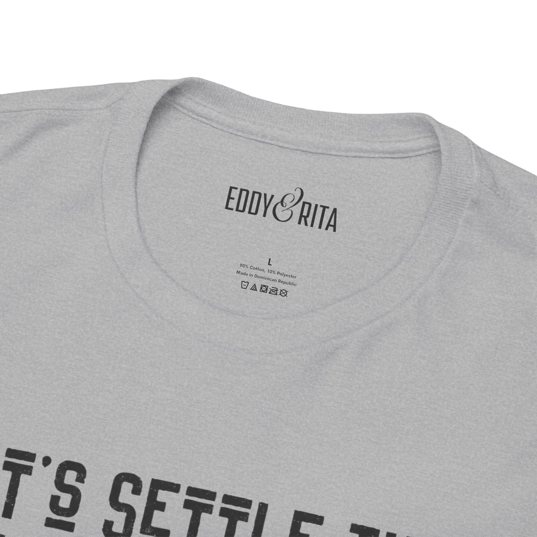 Eddy and Rita Men's Heavy Cotton T-Shirt - "Let's Settle This on the Court Pickleball" Graphic Tee for Pickleball Enthusiasts