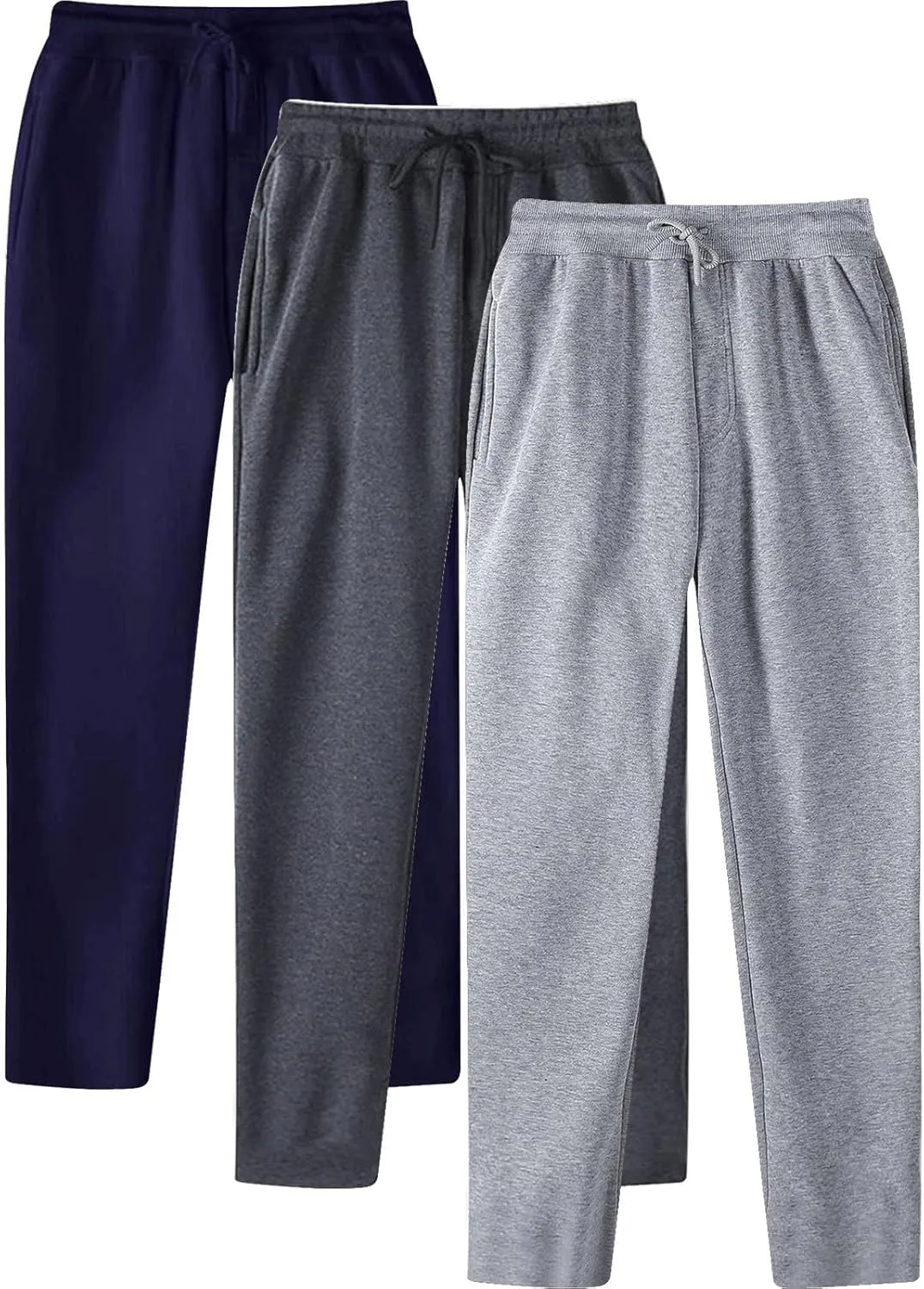 JiXiang Mens Sweatpants Casual Lounge Pants 3 Pack Sweatpants Loose Elastic Waist Drawstring Jogger Sport Baggy Sweat Pants