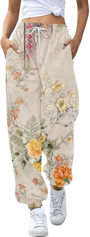 LCMTWX Printed Sweatpants for Women 2024 Pants Workout High Waisted Yoga Pants with Pockets Womens Warm Sweat Pants Womens