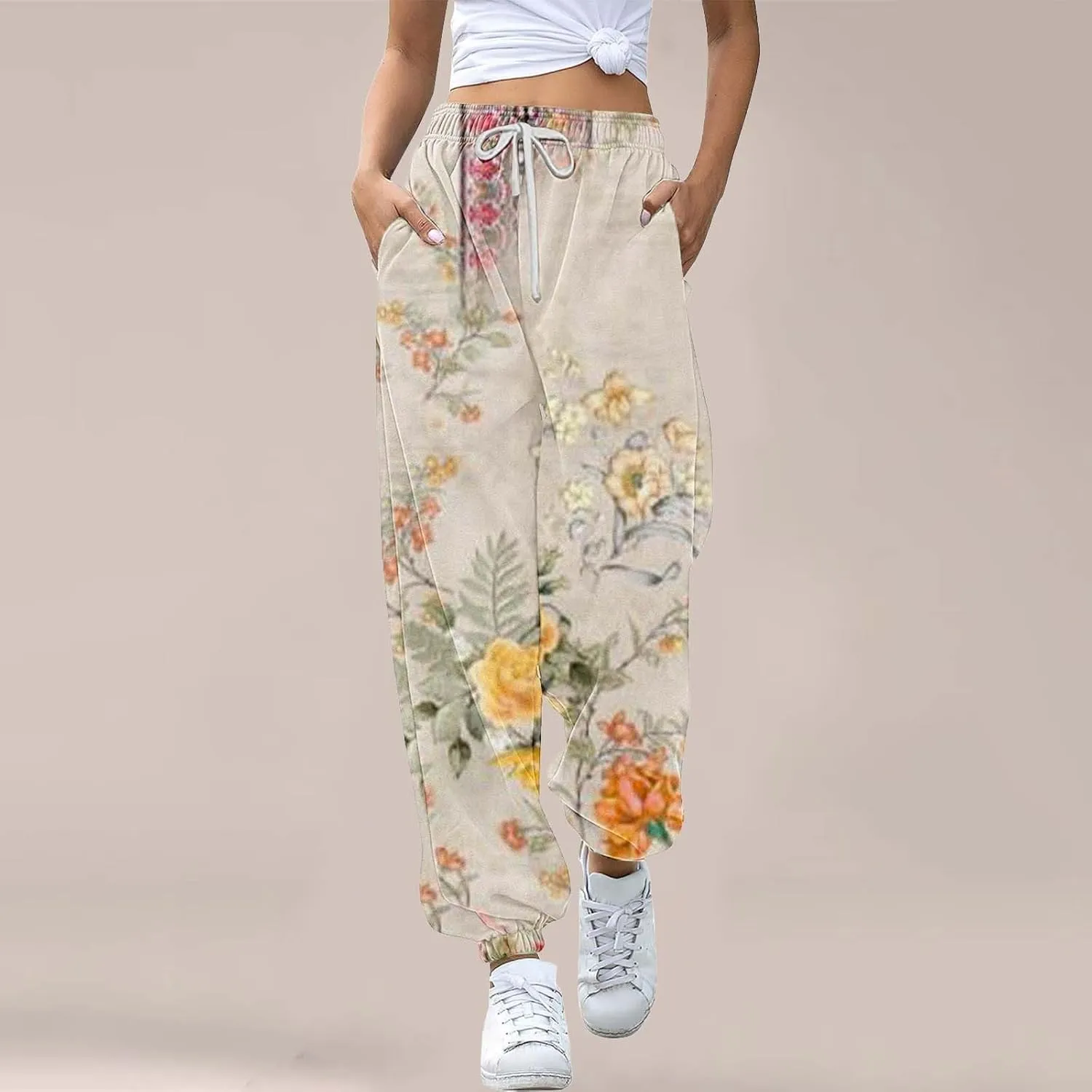 LCMTWX Printed Sweatpants for Women 2024 Pants Workout High Waisted Yoga Pants with Pockets Womens Warm Sweat Pants Womens