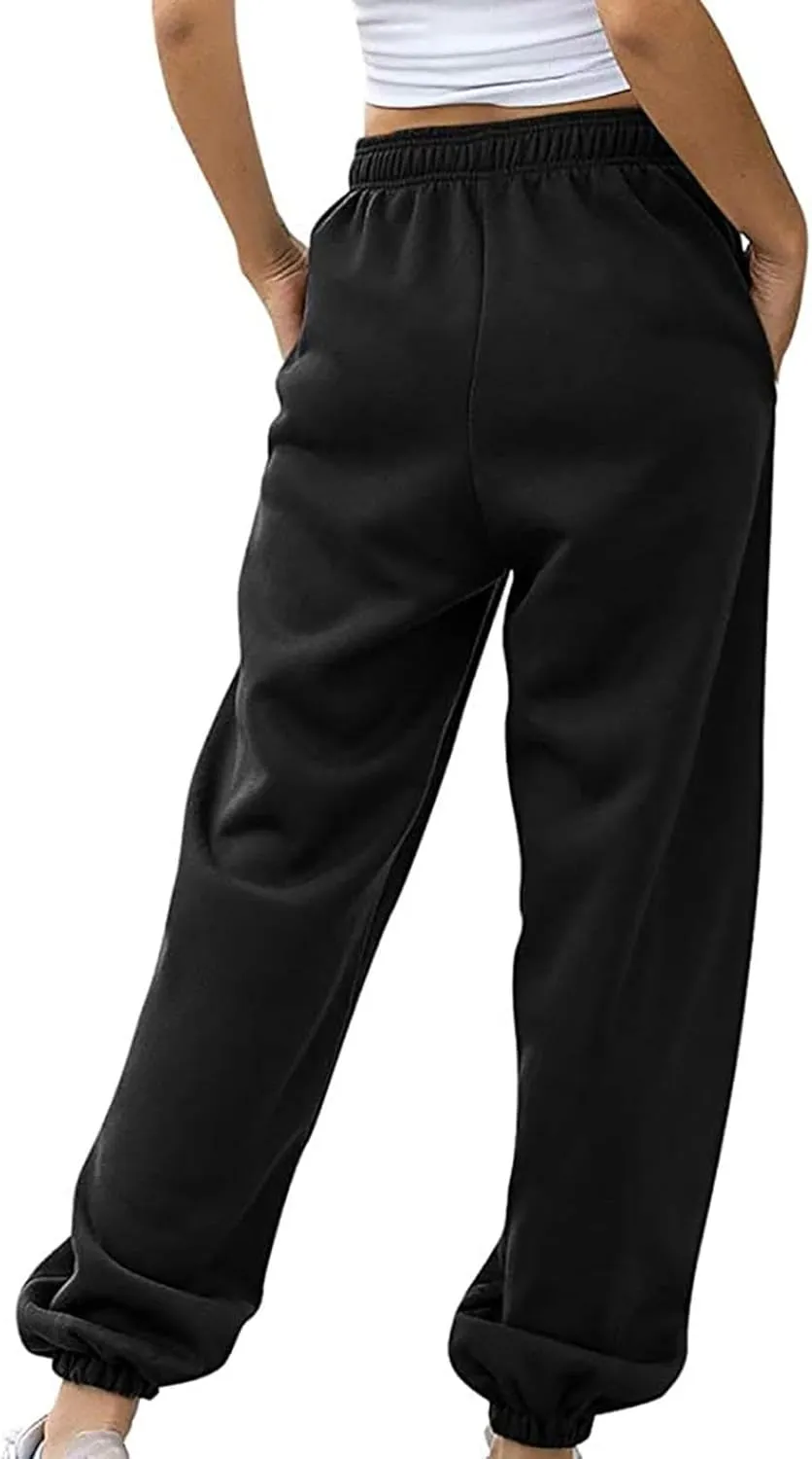 LRMQS Womens Joggers Pants Elastic Waisted Sweatpant with Pockets Casual Active Workout Running Sports Trousers