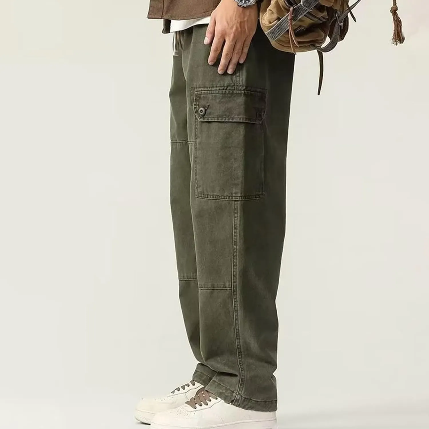 Men's Cargo Jogger Pants Slim Fit Tactical Pants with Zipper Pockets Casual Trousers Stretch Sweatpant Men's Cargo Work Pant