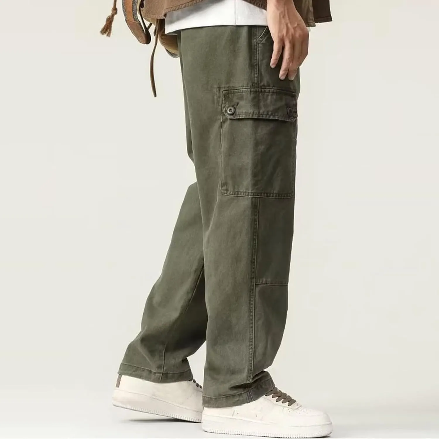Men's Cargo Jogger Pants Slim Fit Tactical Pants with Zipper Pockets Casual Trousers Stretch Sweatpant Men's Cargo Work Pant