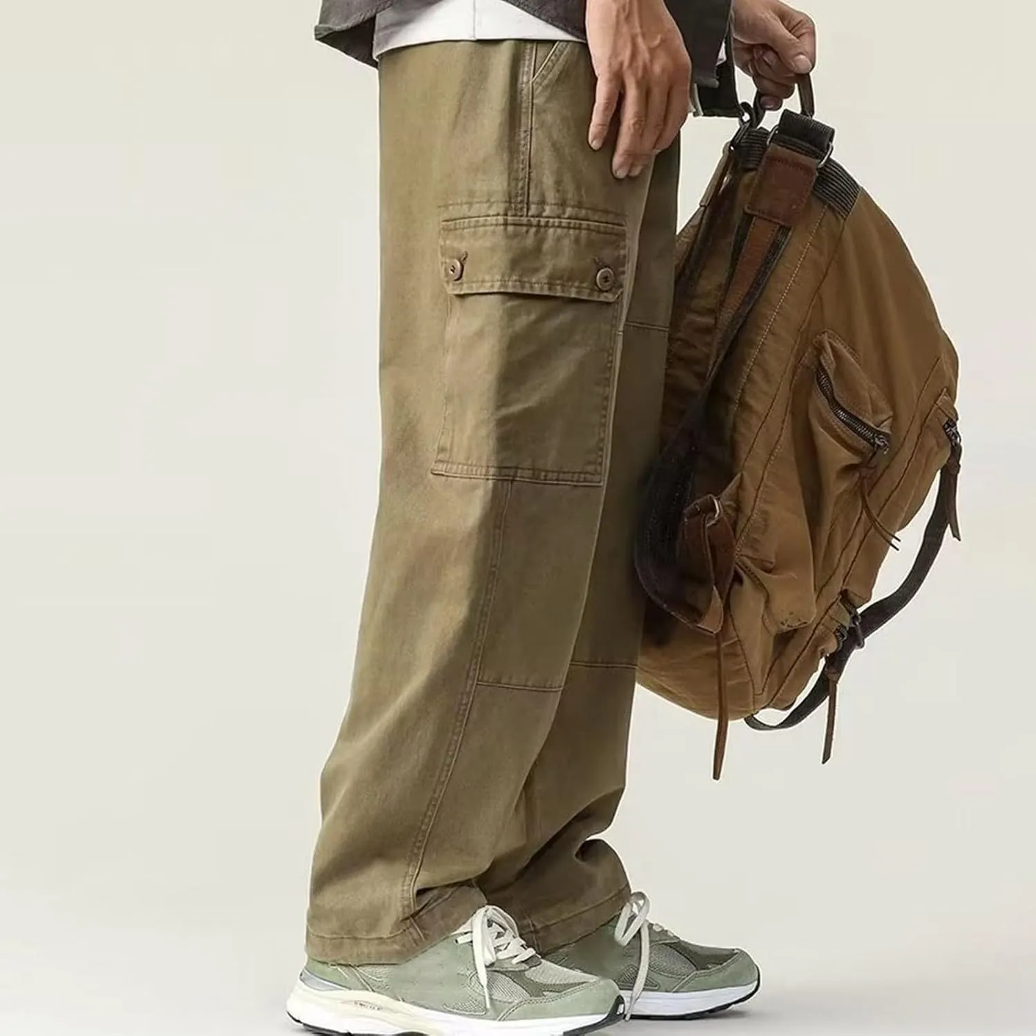 Men's Cargo Jogger Pants Slim Fit Tactical Pants with Zipper Pockets Casual Trousers Stretch Sweatpant Men's Cargo Work Pant