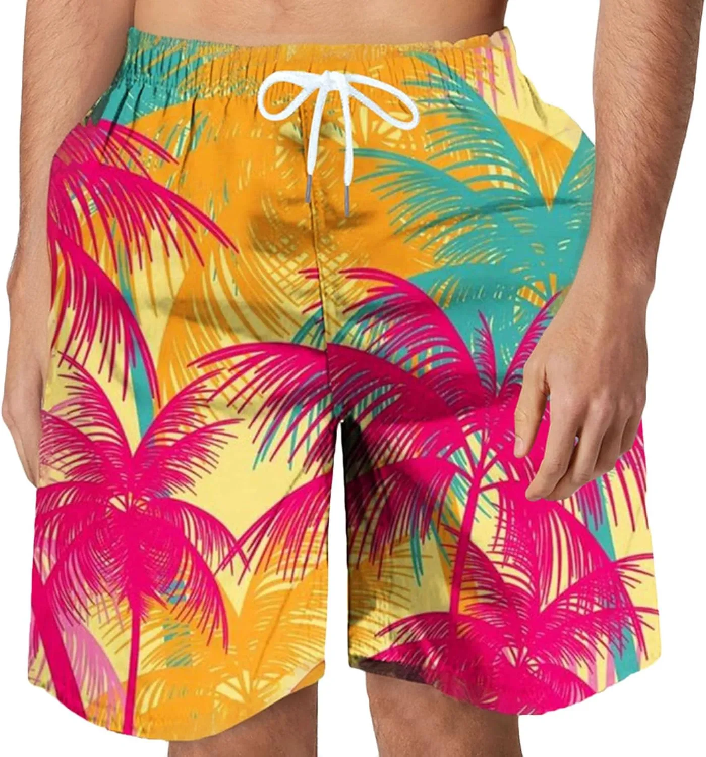 Mens Casual Beach Shorts Hawaiian Shorts Vacation Lounge Short Pants Pajama Shorts Quick Dry Workout Shorts