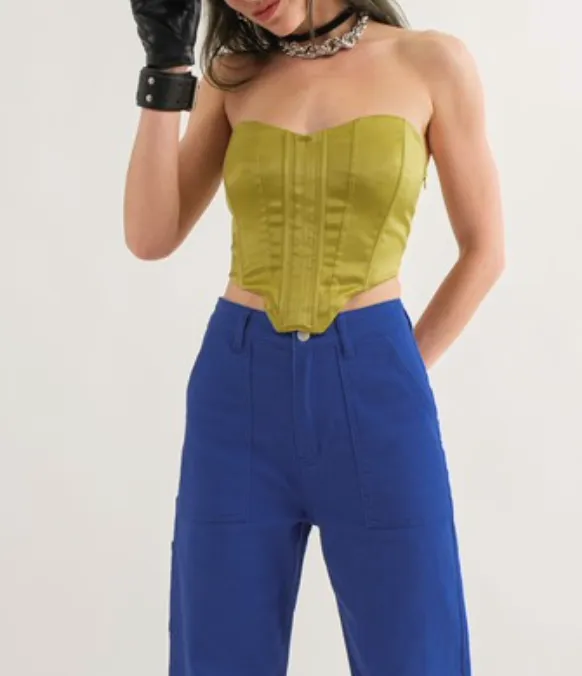 Strapless Lace Up Back Corset Top