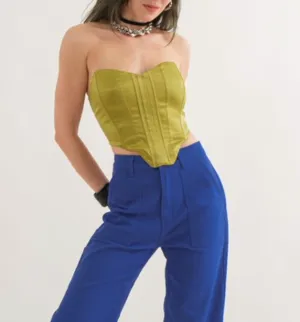 Strapless Lace Up Back Corset Top