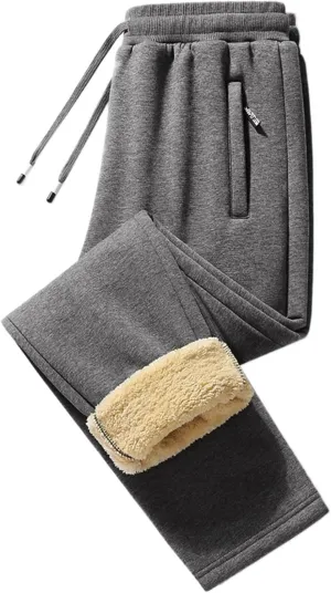 Wide Leg Baggy Sweatpants for Men Fleece Lined Tall Cozy Open Leg Joggers Winter Wide Legged Straight Leg Open Bottom