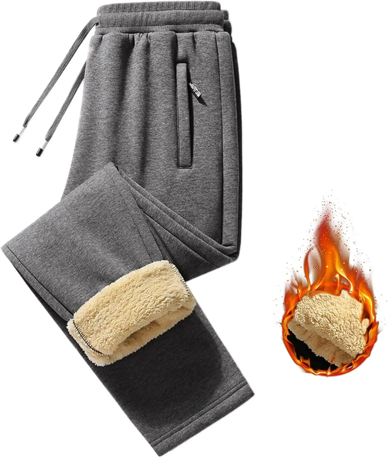 Wide Leg Baggy Sweatpants for Men Fleece Lined Tall Cozy Open Leg Joggers Winter Wide Legged Straight Leg Open Bottom