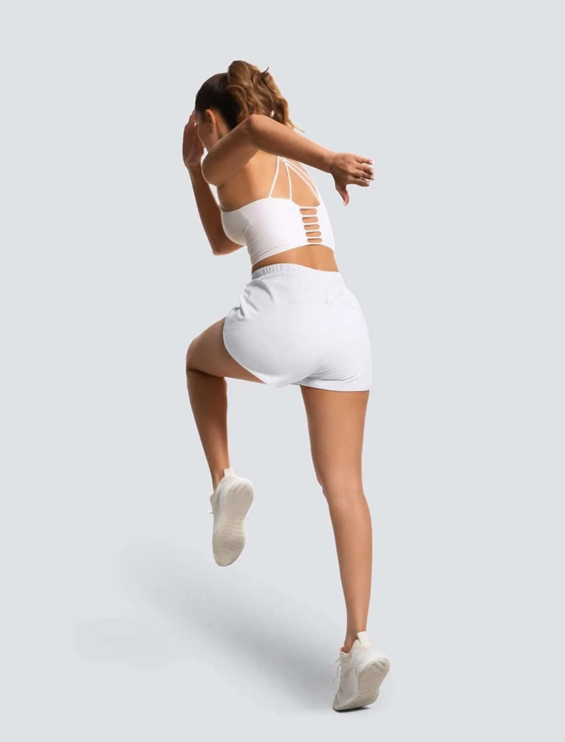 Women's Running Shorts High Waisted Quick Dry Athletic Shorts Sports Workout Gym Track Drawstring Shorts with Pockets