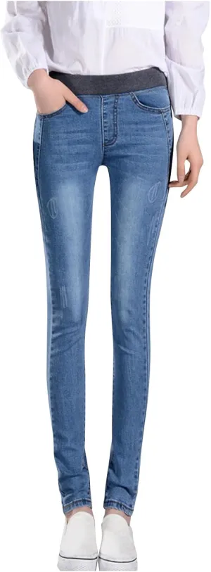 Women's Skinny Jean Ladies Casual Work Pants Stretch High Waisted Denim Trousers Lounge Wear Denim Tight Pants