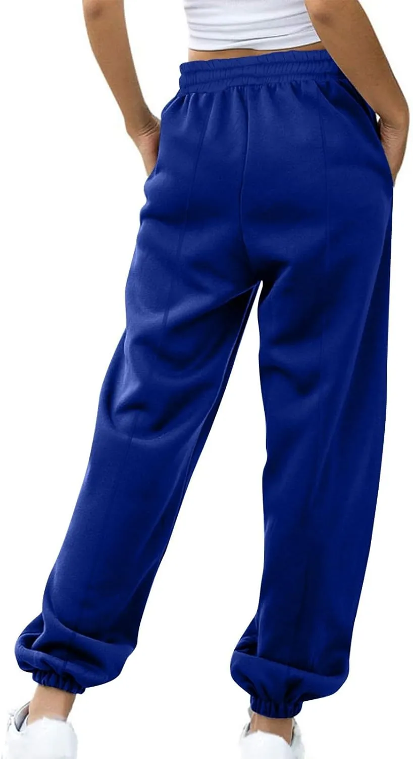 Women's Warm Sherpa Lined Sweatpants Baggy Joggers Causal Winter Fleece Pants Thermal High Waisted Hiking Track Pants