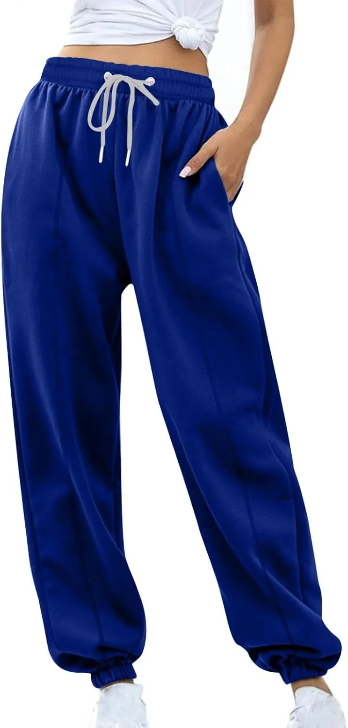 Women's Warm Sherpa Lined Sweatpants Baggy Joggers Causal Winter Fleece Pants Thermal High Waisted Hiking Track Pants